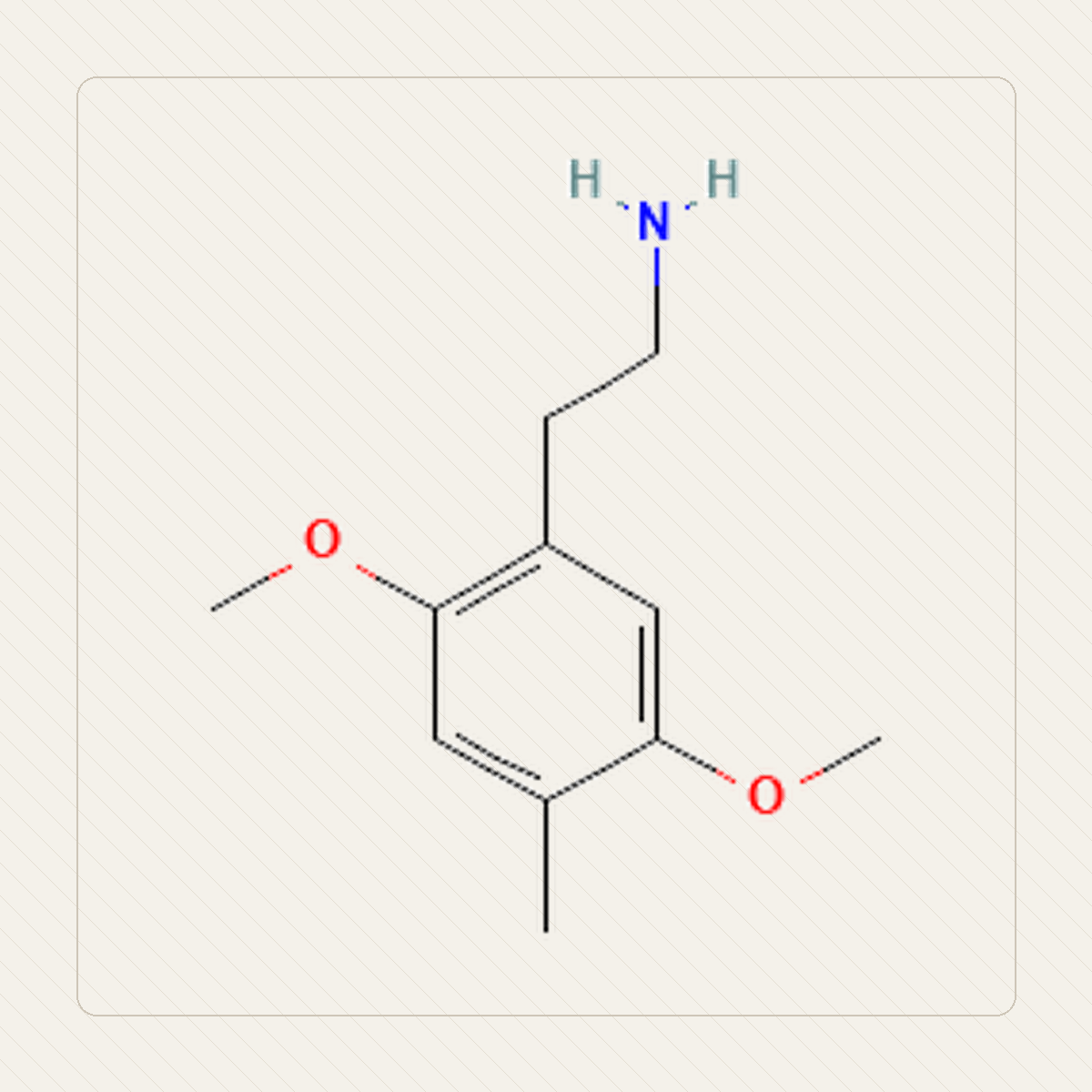 2C-D 2,5-dimetoksy-4-metylofenetyloamina, ilustrasi pendidikan struktur molekul