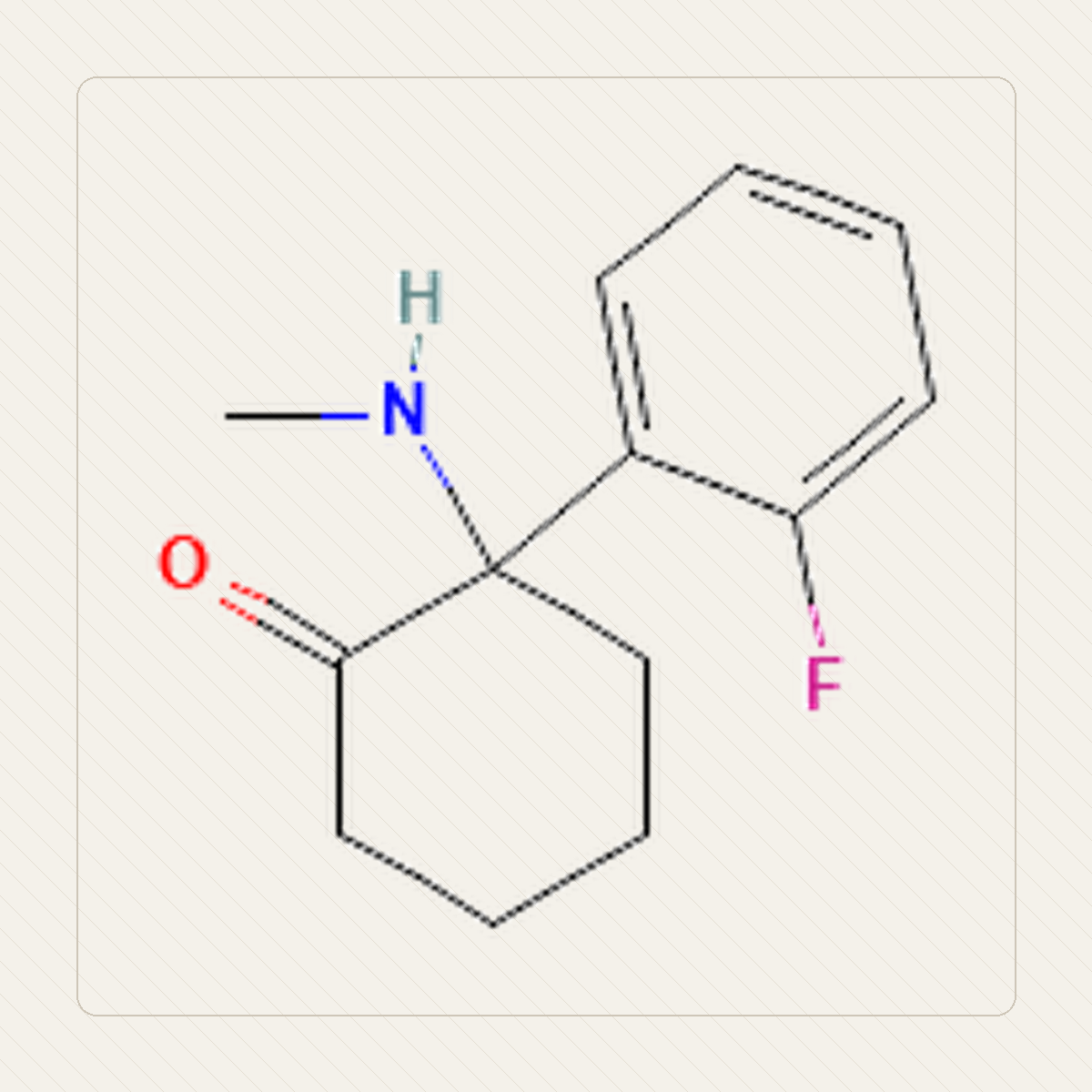 2-FDCK 2-fluorodeschloroketamina, ilustrasi pendidikan struktur molekul