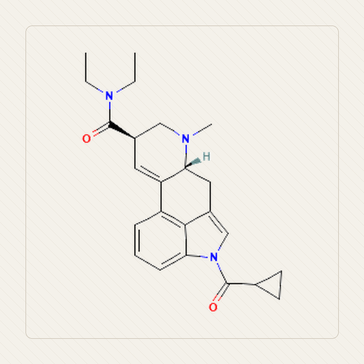 1cP-LSD 1-cyclopropionylo-LSD, ilustrasi pendidikan struktur molekul